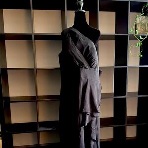 One-Shoulder Black Evening Dress